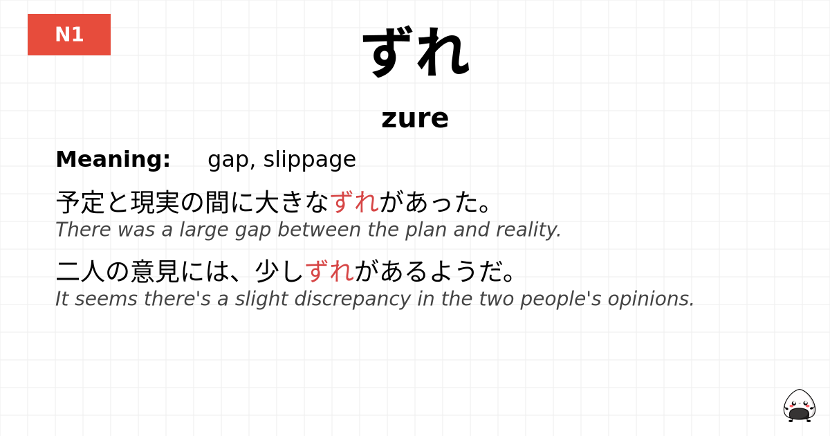 JLPT JLPT-N1 Vocab: ずれ - jlpt.amgidex.com