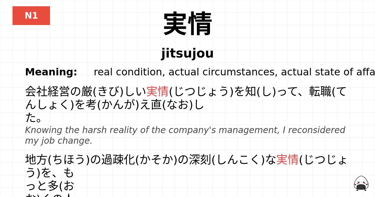 JLPT JLPT-N1 Vocab: じつじょう - jlpt.amgidex.com