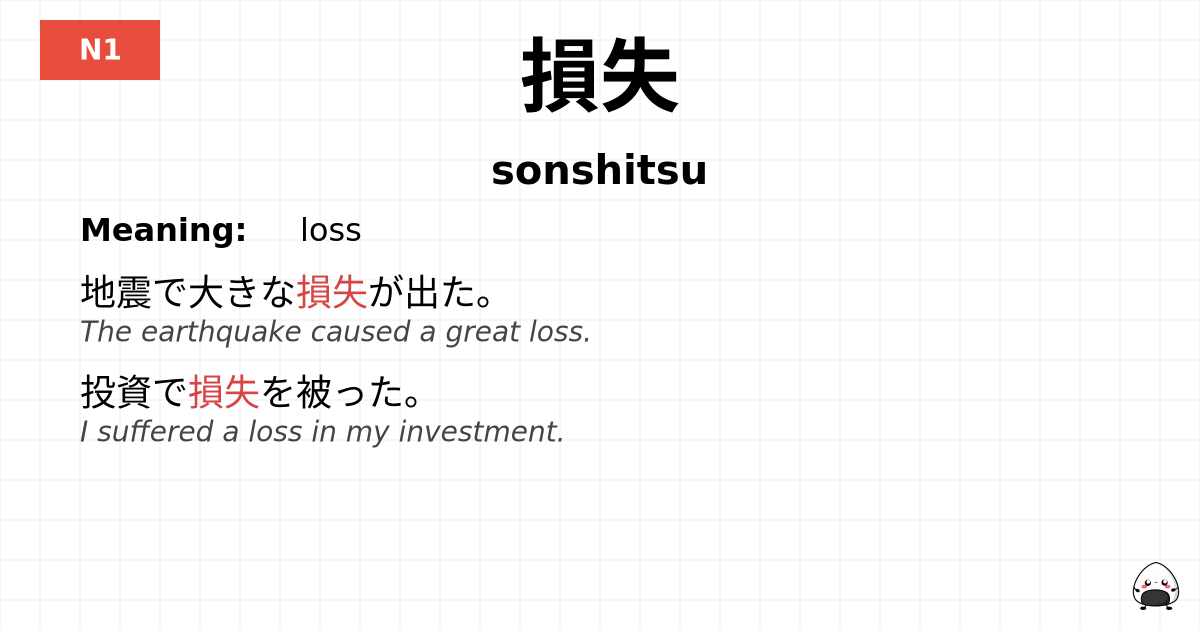JLPT JLPT-N1 Vocab: そんしつ - jlpt.amgidex.com