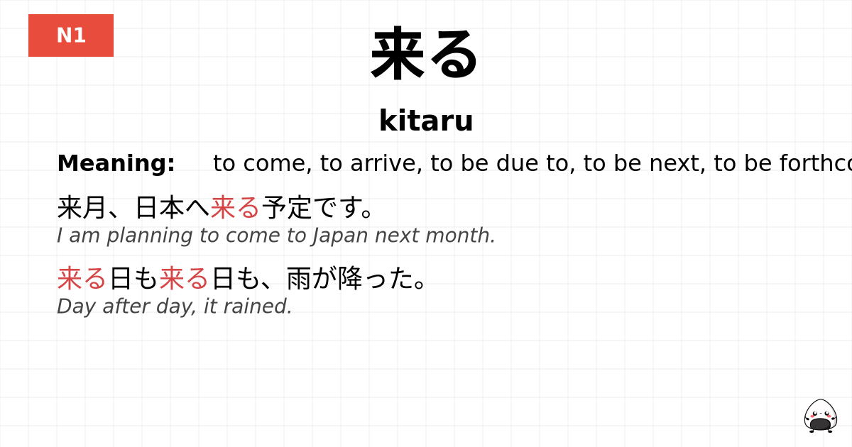 JLPT JLPT-N1 Vocab: きたる - jlpt.amgidex.com