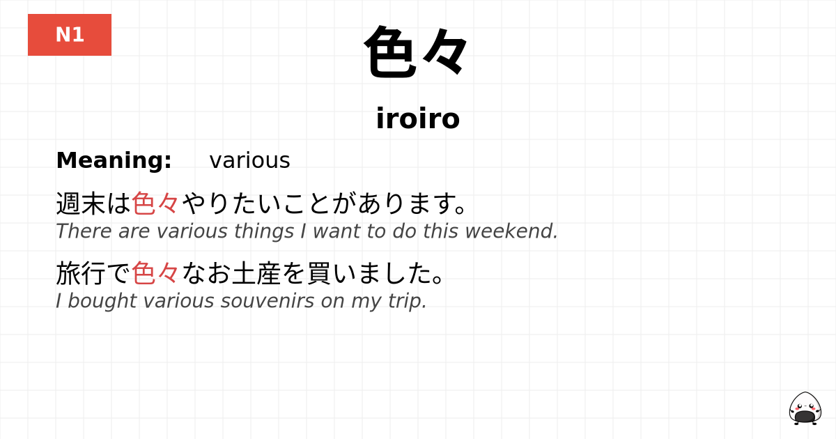 JLPT JLPT-N1 Vocab: いろいろ - jlpt.amgidex.com