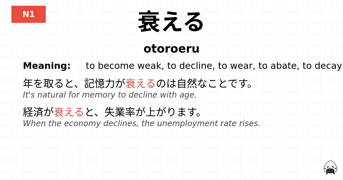 JLPT JLPT-N1 Vocab: おとろえる - jlpt.amgidex.com