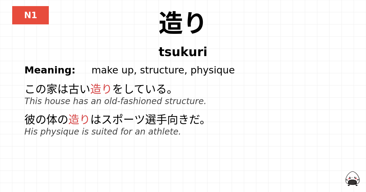 JLPT JLPT-N1 Vocab: つくり - jlpt.amgidex.com