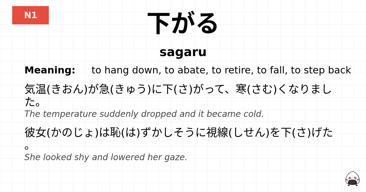 下がる flashcard