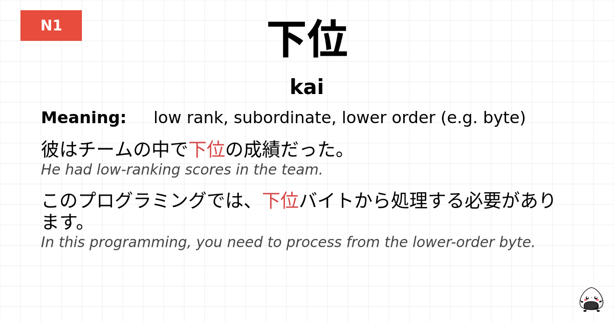 下位 flashcard