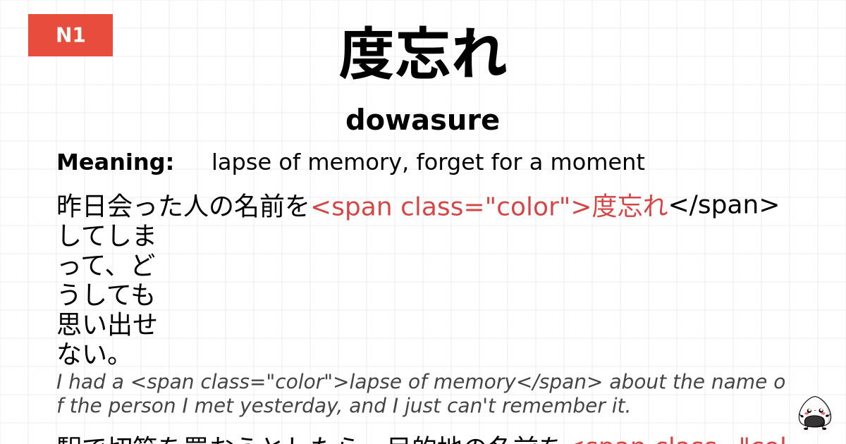 度忘れ flashcard