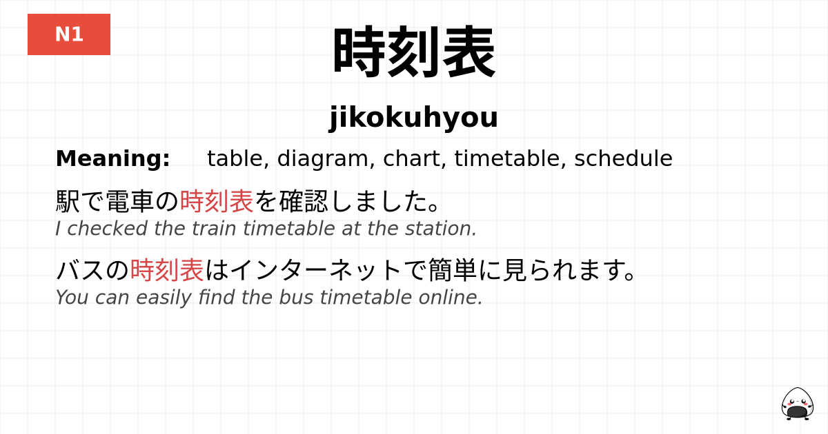 時刻表 flashcard