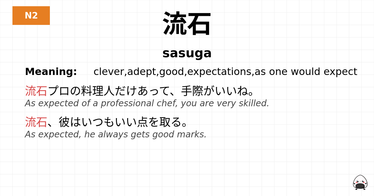 JLPT JLPT-N2 Vocab: さすが - jlpt.amgidex.com