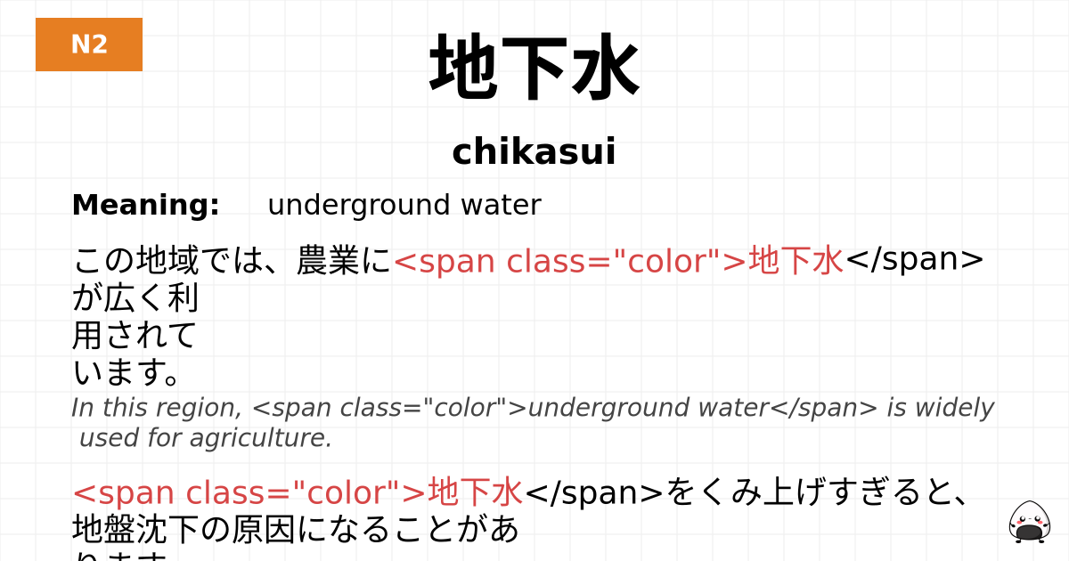 地下水 flashcard