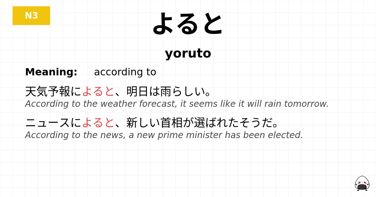 JLPT JLPT-N3 Vocab: よると - jlpt.amgidex.com