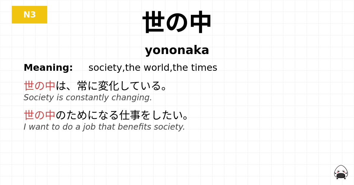 JLPT JLPT-N3 Vocab: よのなか - jlpt.amgidex.com