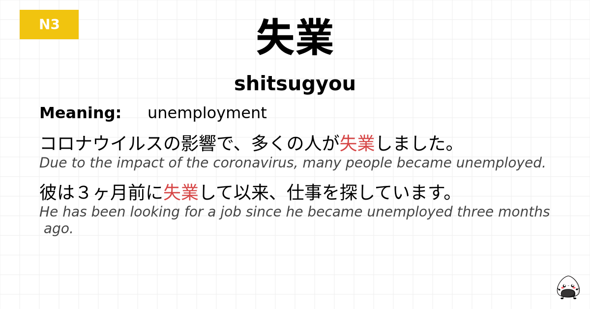 JLPT JLPT-N3 Vocab: しつぎょう - jlpt.amgidex.com