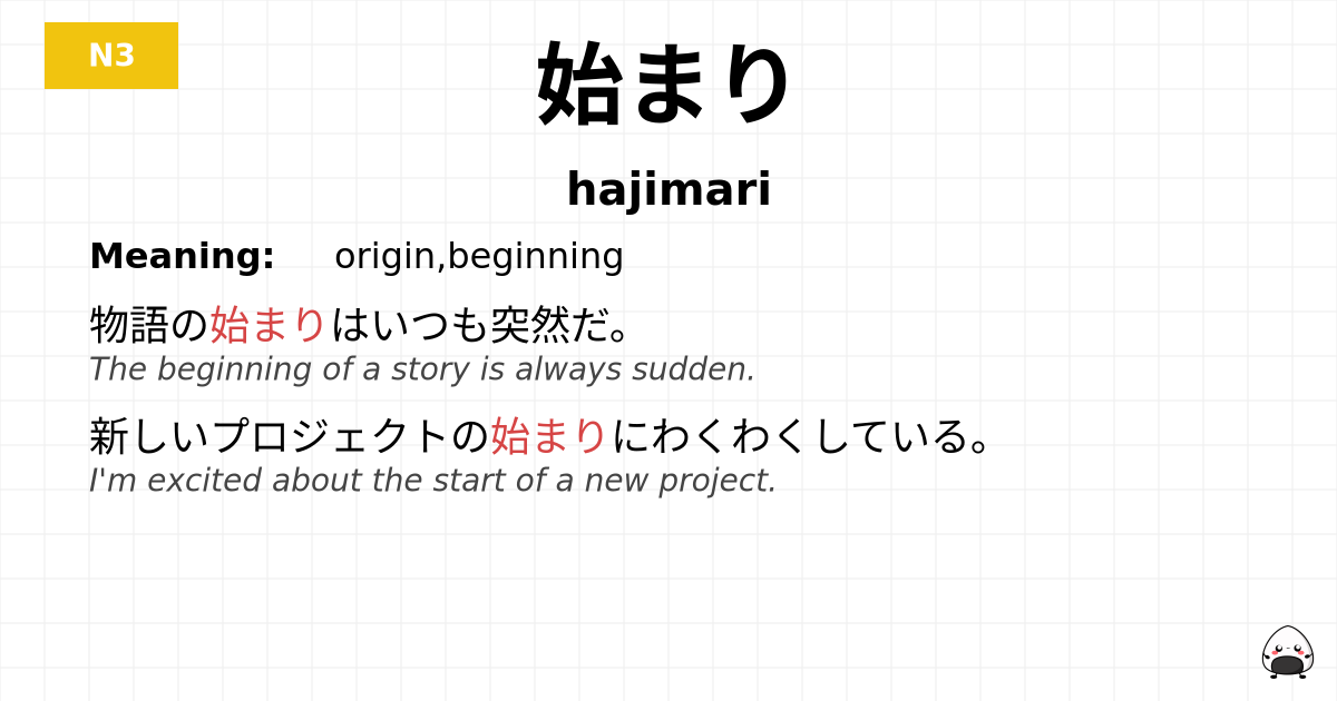 JLPT JLPT-N3 Vocab: はじまり - jlpt.amgidex.com