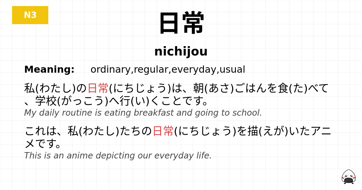 JLPT JLPT-N3 Vocab: にちじょう - jlpt.amgidex.com