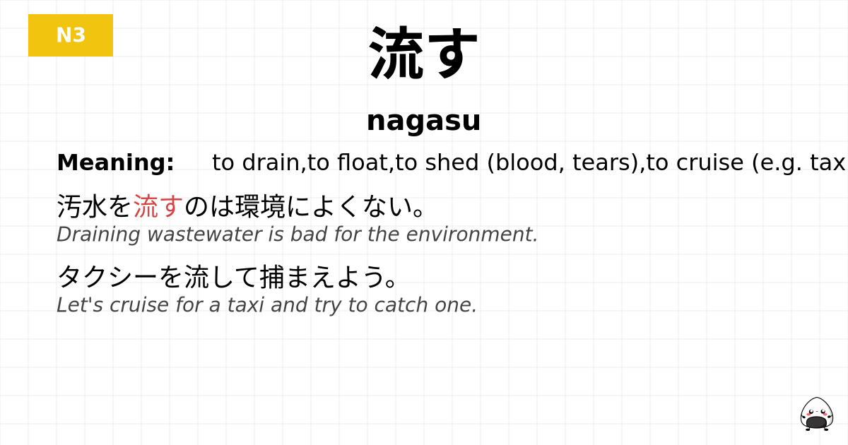 JLPT JLPT-N3 Vocab: ながす - jlpt.amgidex.com