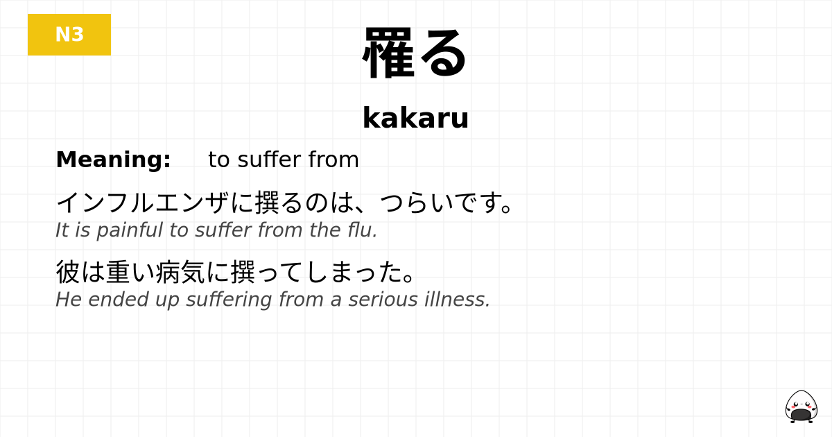 JLPT JLPT-N3 Vocab: かかる - jlpt.amgidex.com