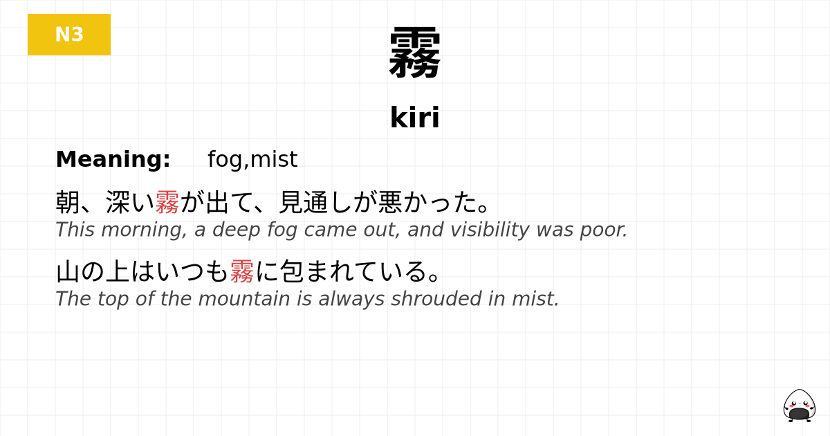 JLPT JLPT-N3 Vocab: きり - jlpt.amgidex.com
