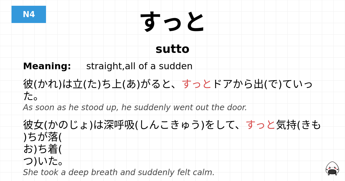 JLPT JLPT-N4 Vocab: すっと - jlpt.amgidex.com