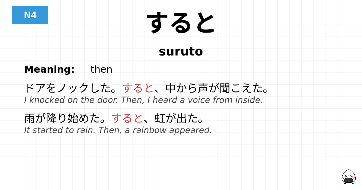 JLPT JLPT-N4 Vocab: すると - jlpt.amgidex.com