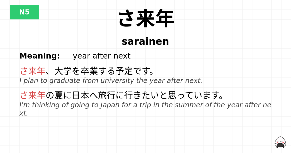 さ来年 flashcard