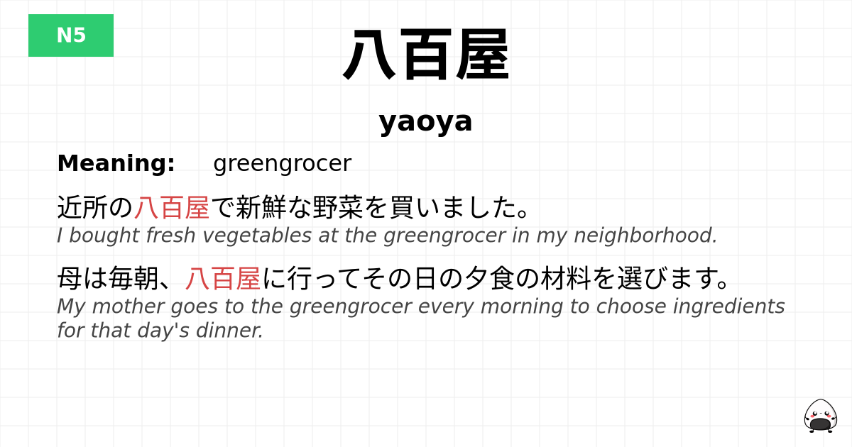 八百屋 flashcard