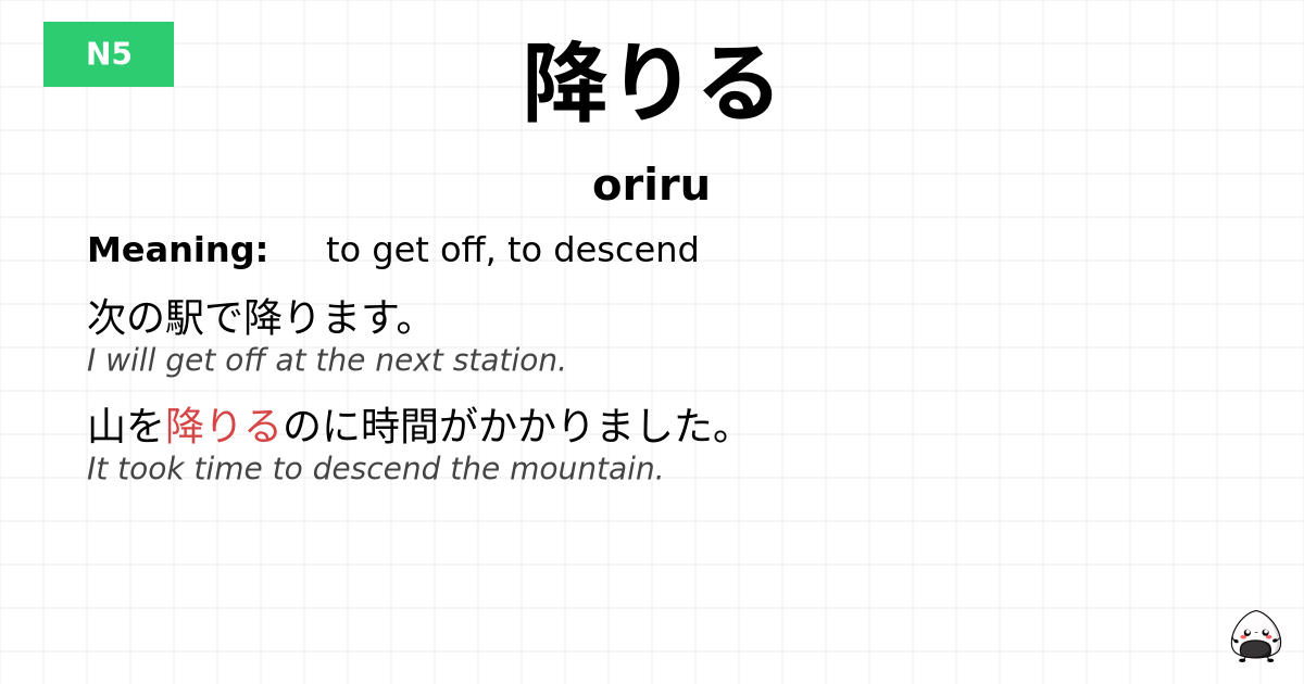 降りる flashcard