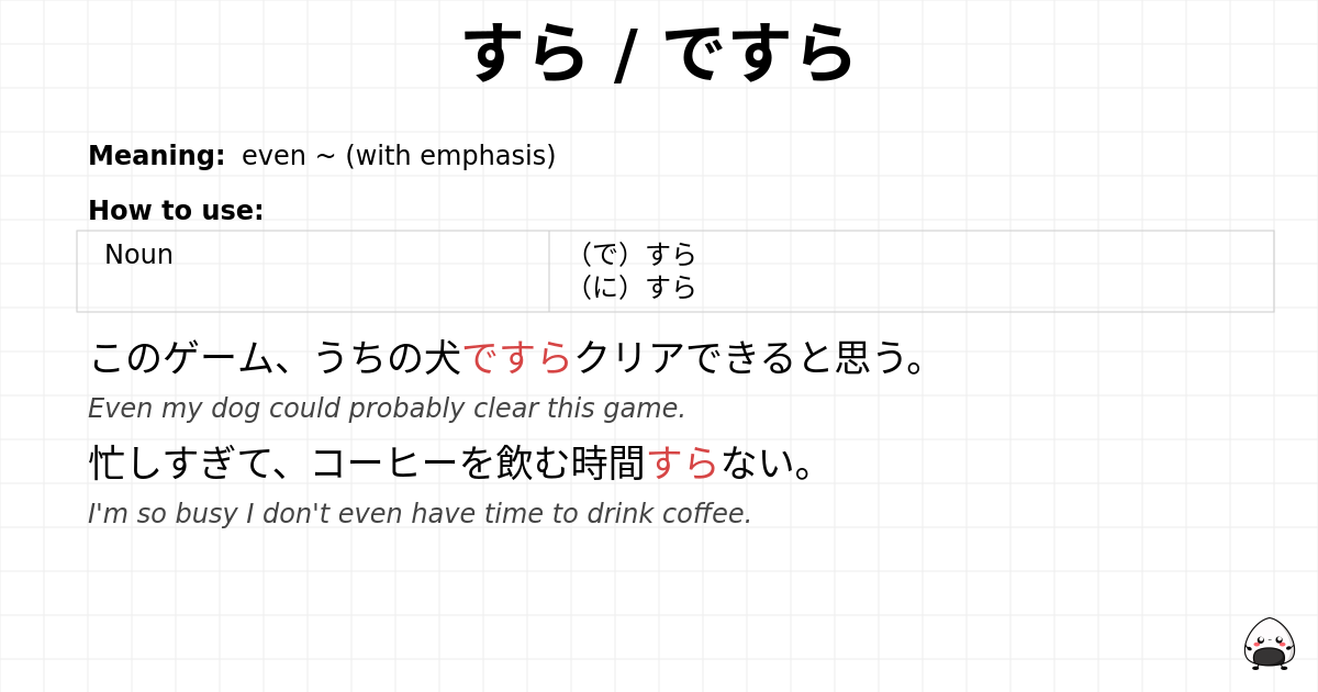 JLPT N1 Grammar: すら / ですら - jlpt.amgidex.com