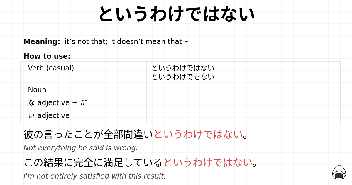 JLPT N1 Grammar: というわけではない - jlpt.amgidex.com