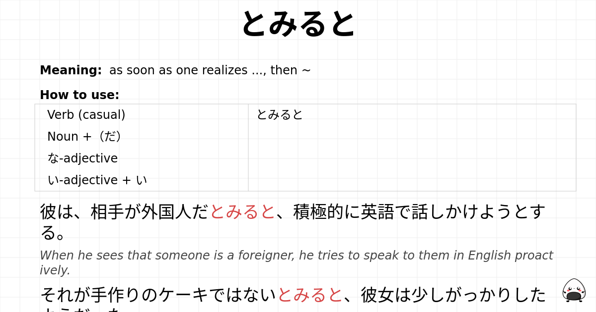 JLPT N1 Grammar: とみると - jlpt.amgidex.com