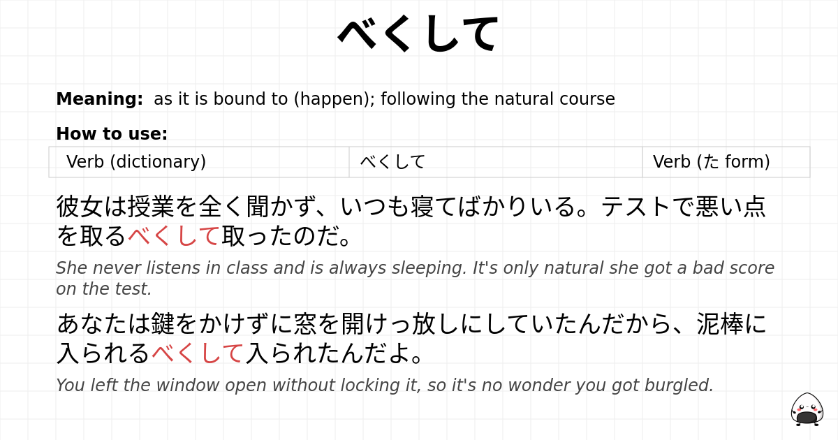 JLPT N1 Grammar: べくして - jlpt.amgidex.com