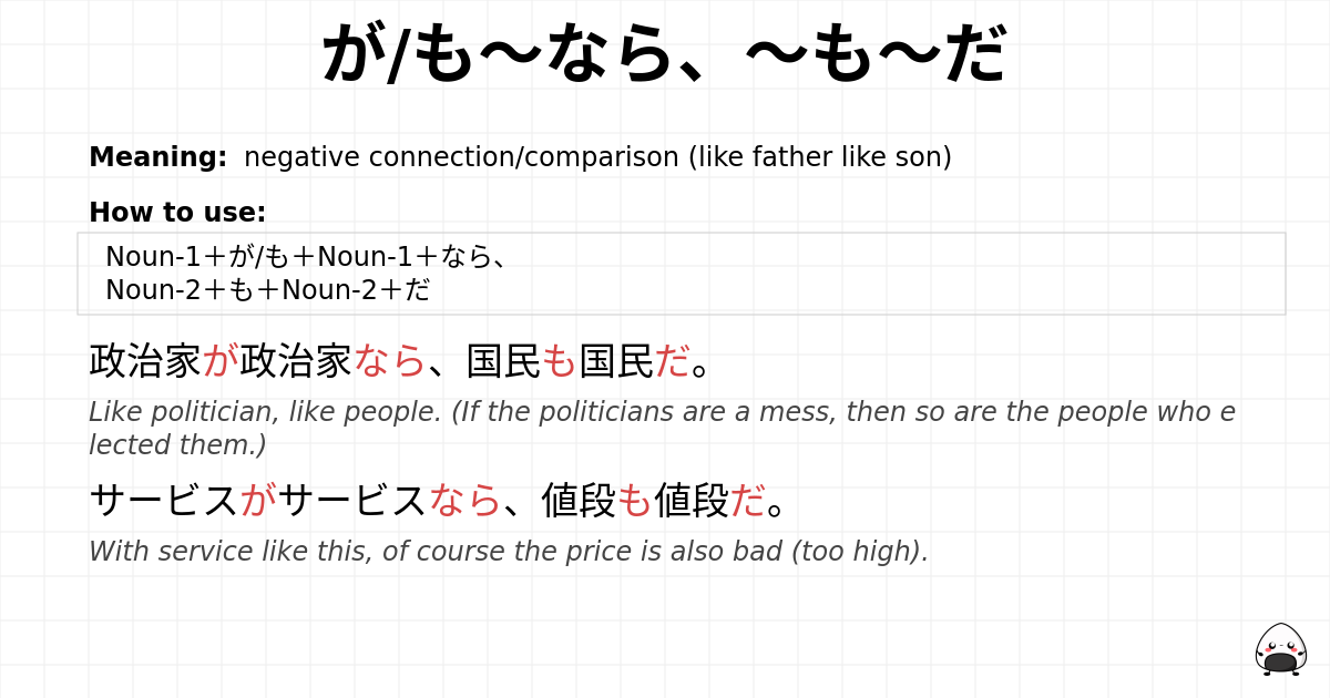 が/も～なら、～も～だ flashcard
