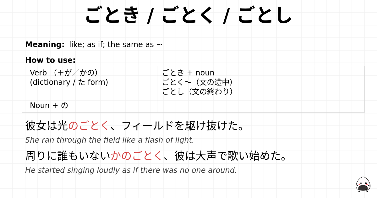 ごとき / ごとく / ごとし flashcard