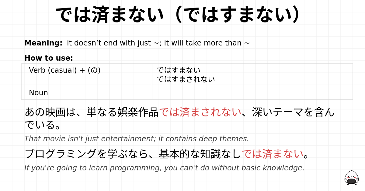 では済まない（ではすまない） flashcard