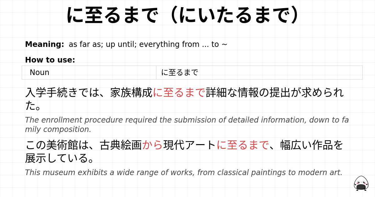 に至るまで（にいたるまで） flashcard