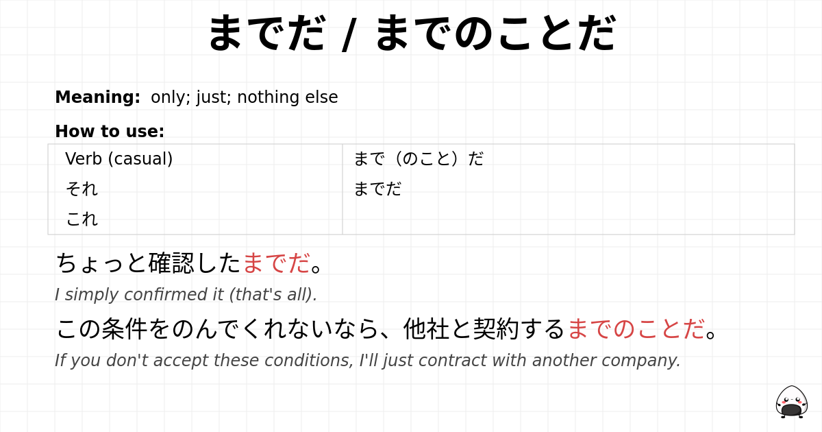 までだ / までのことだ flashcard