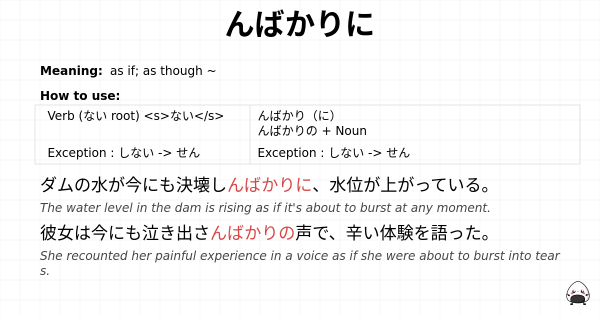 んばかりに flashcard