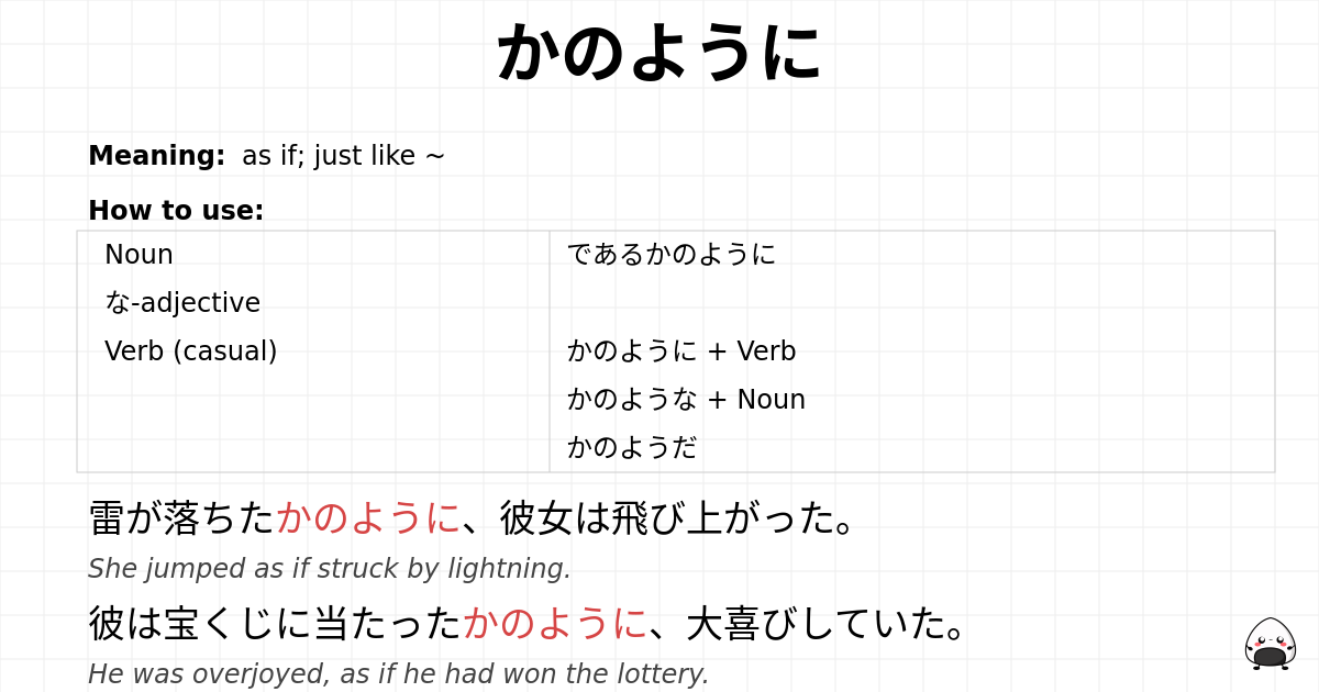 JLPT N2 Grammar: かのように - jlpt.amgidex.com