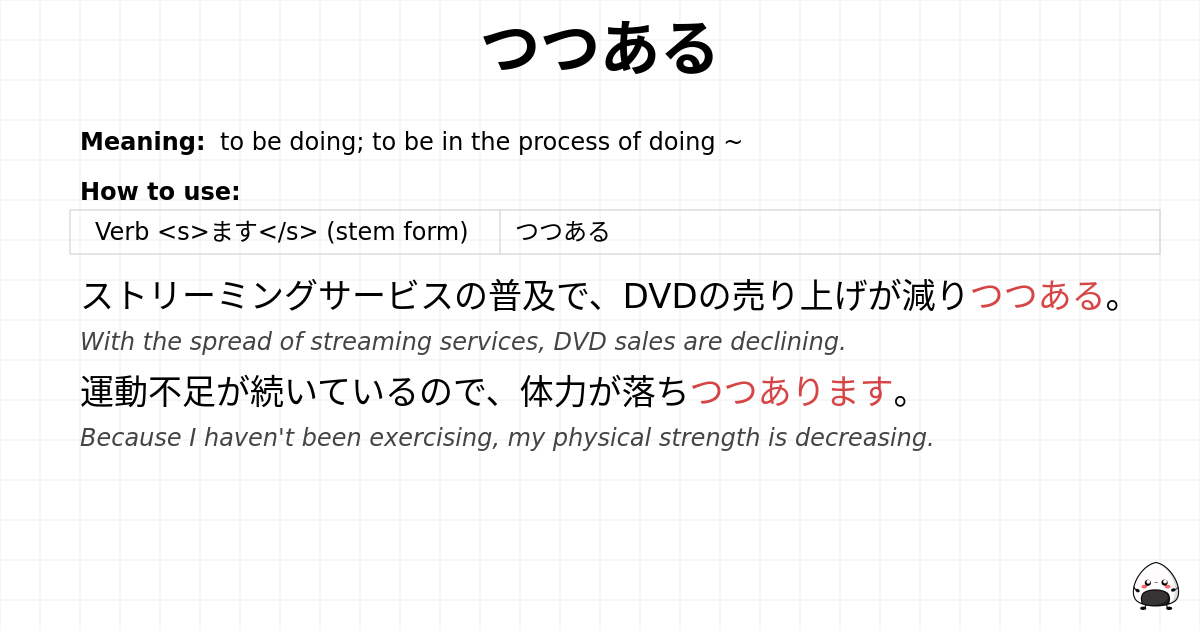 JLPT N2 Grammar: つつある - jlpt.amgidex.com