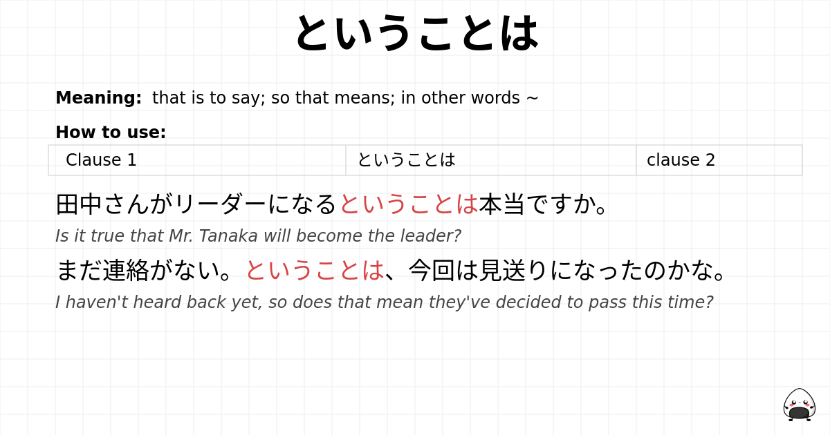 JLPT N2 Grammar: ということは - jlpt.amgidex.com