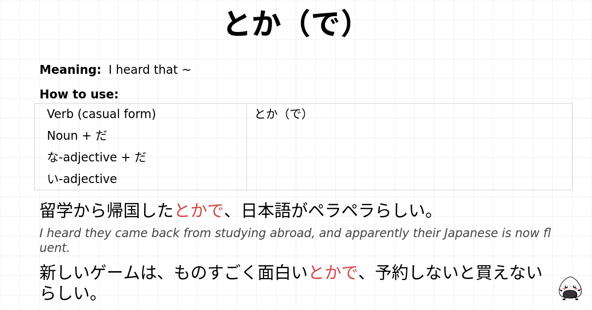 JLPT N2 Grammar: とか（で） - jlpt.amgidex.com