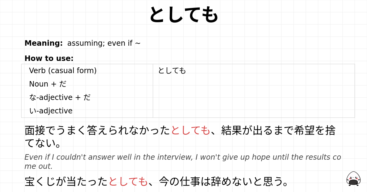 JLPT N2 Grammar: としても - jlpt.amgidex.com