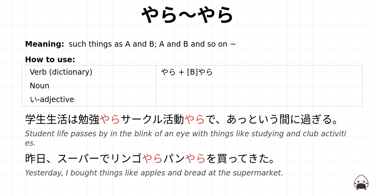 JLPT N2 Grammar: やら~やら - jlpt.amgidex.com