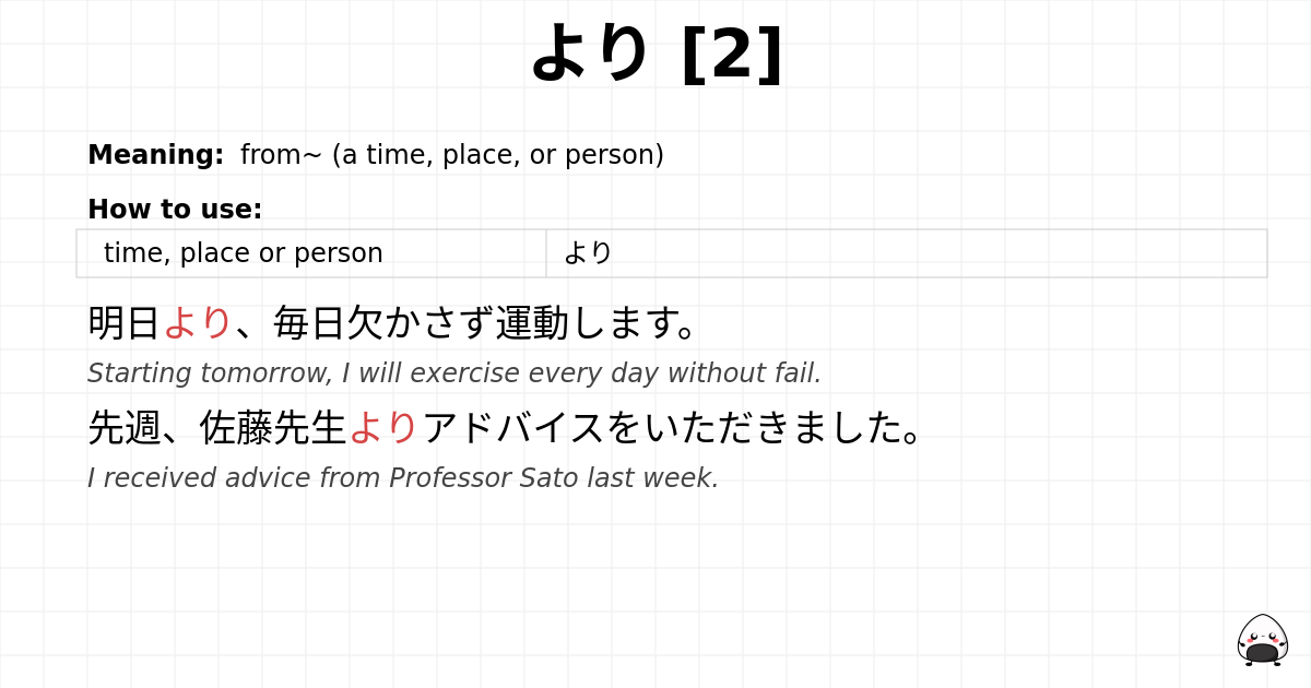 JLPT N2 Grammar: より [2] - jlpt.amgidex.com