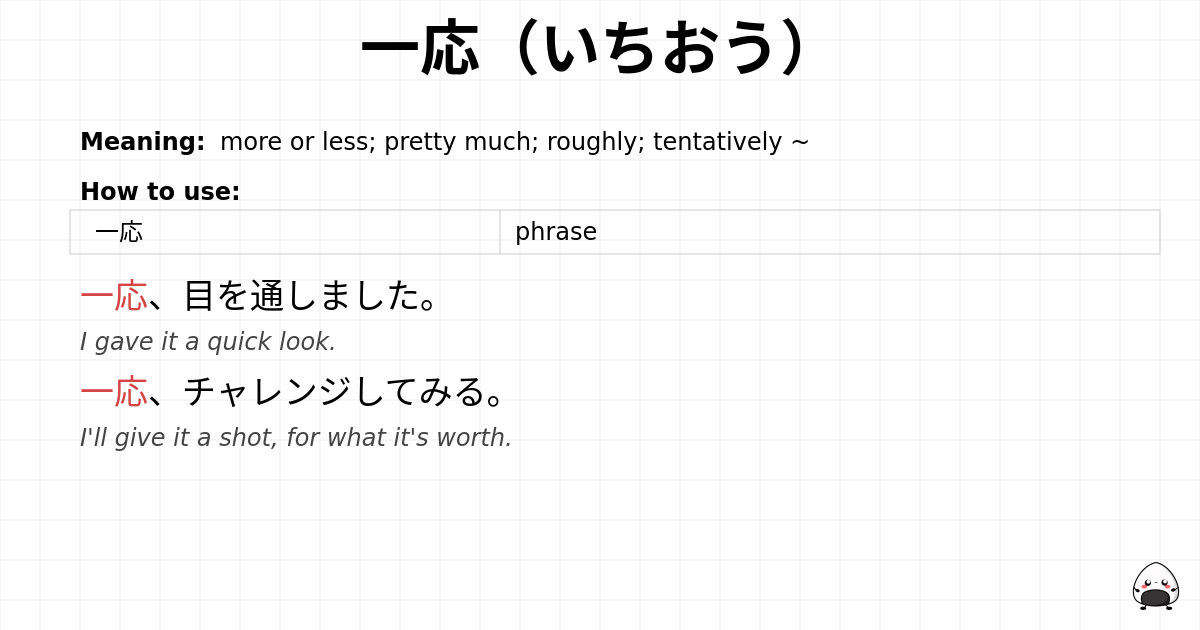 JLPT N2 Grammar: 一応(いちおう) - jlpt.amgidex.com