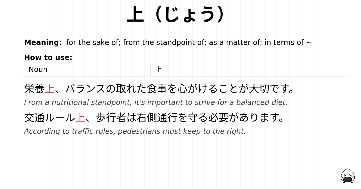 JLPT N2 Grammar: 上(じょう) - jlpt.amgidex.com