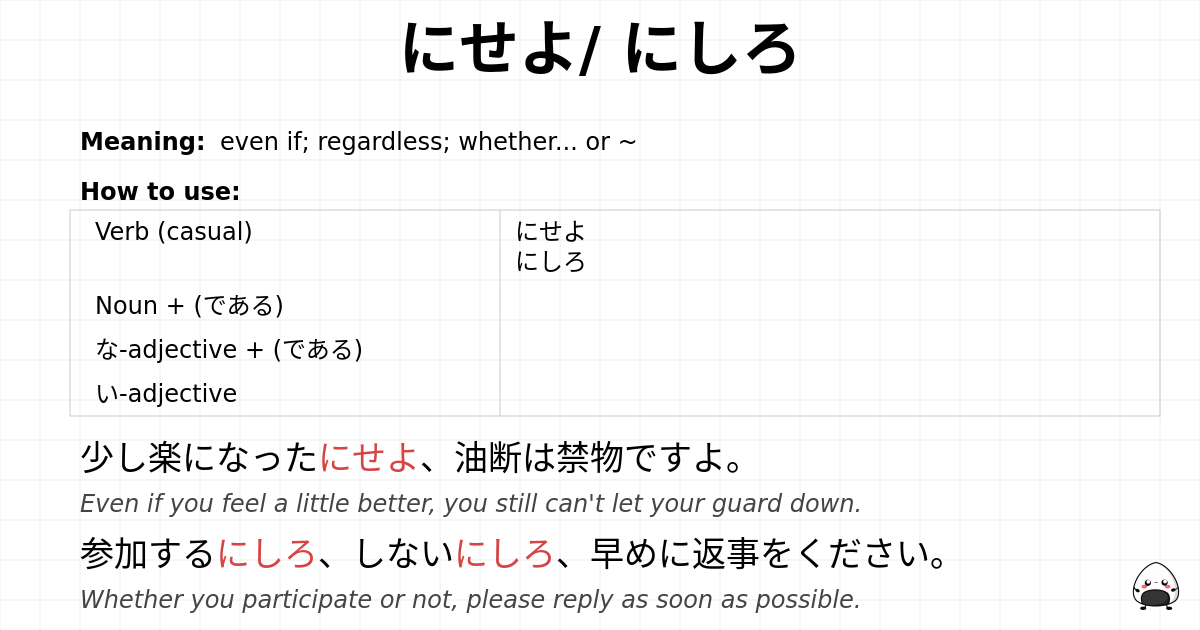 にせよ/ にしろ flashcard