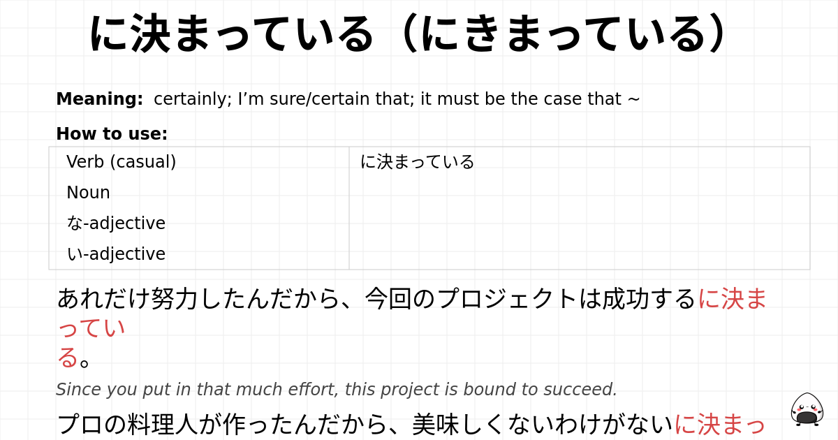 に決まっている（にきまっている） flashcard