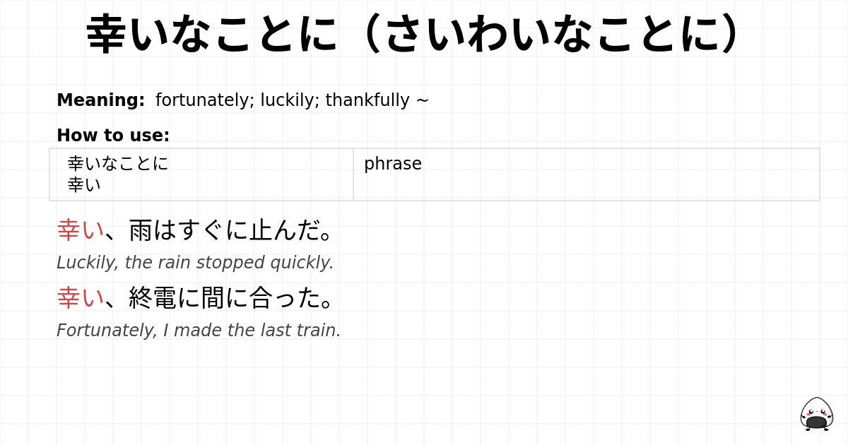 幸いなことに（さいわいなことに） flashcard