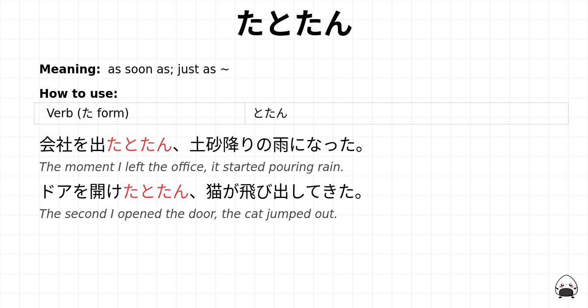 JLPT N3 Grammar: たとたん - jlpt.amgidex.com