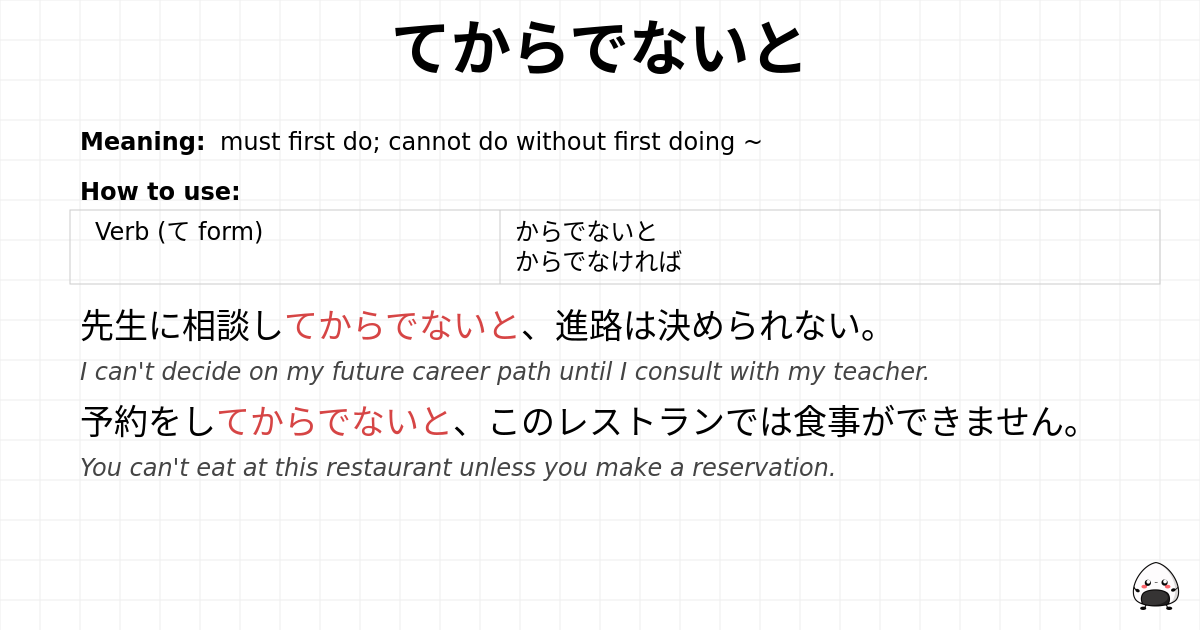 JLPT N3 Grammar: てからでないと - jlpt.amgidex.com